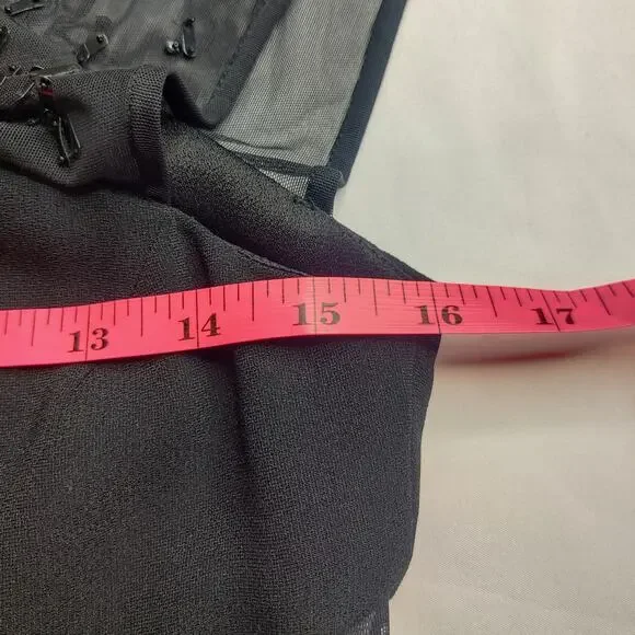 Vtg Jackie Rogers Silk Beaded Whimsigoth Black Sequin Fairy Grunge Prom Dress 6 - Picture 10 of 13